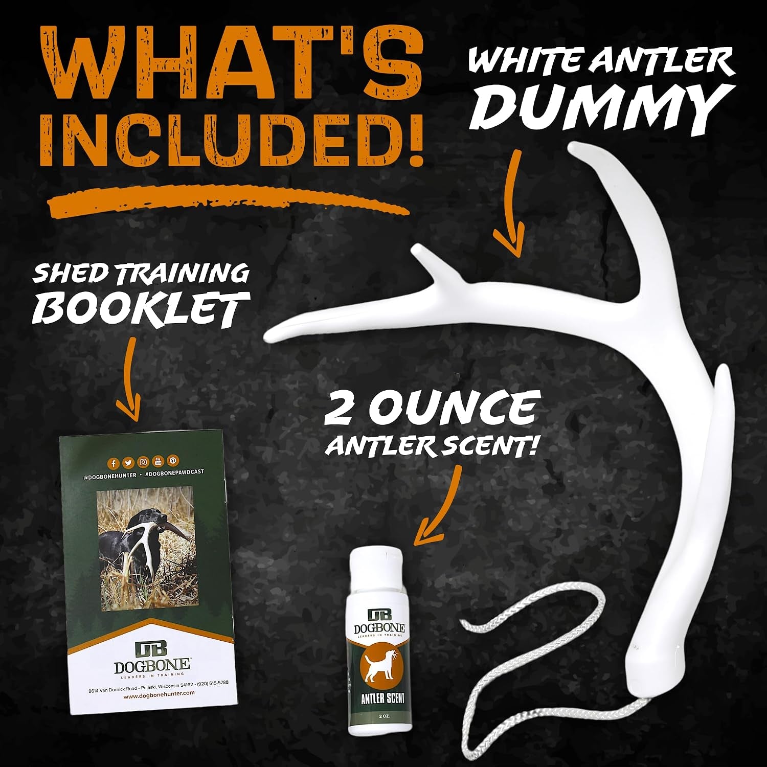 Shed Hunting Dog Training Kit – Train Your Puppy to Find Deer Antlers - Includes 2 Oz Scent for Nosework & Flexible Floating Dummy for Retrieving - Perfect for Whitetail Hunters