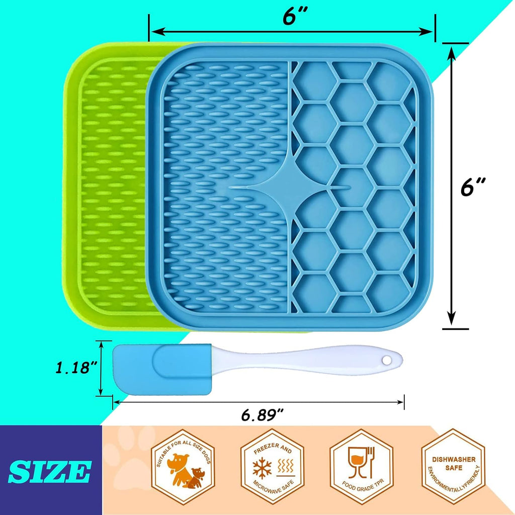 Lick Mat for Dogs, 2 Pcs Dog Lick Mat with Suction Cups for Anxiety, Peanut Butter Dog Licking Mat Slow Feeder Dispensing Treater Lick Pad for Dogs Cats Grooming Bathing and Training