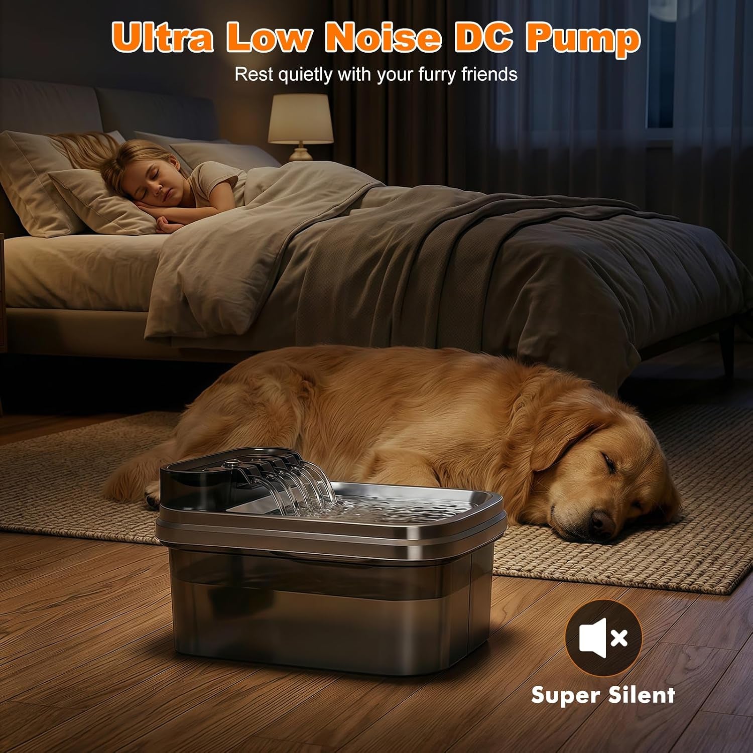 9L Elevated Stainless Steel Dog Water Fountain with Filter | 4-Level Adjustable Indoor Pet Water Fountain with Quiet Pump and No-Spill Design for Small, Medium, and Large Dogs