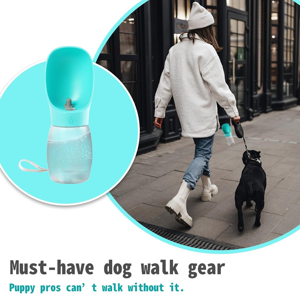 Dog Water Bottle,Leak Proof Portable Puppy Water Dispenser with Drinking Feeder, Dog Walking Accessories for Pets Outdoor Walking, Hiking, Travel, Food Grade Plastic