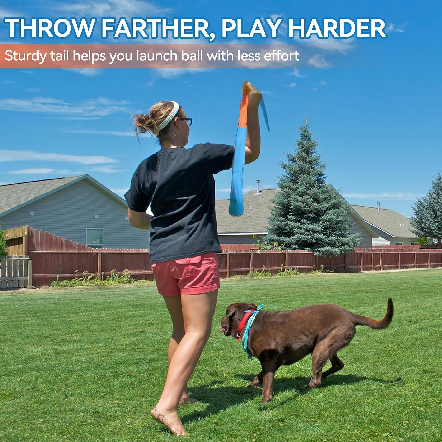2-Pack Dog Ball Toy with Tail, Interactive Throw & Catch Toy for Medium & Large Dogs, Rubber Ball with Nylon Tail for Exercise & Boredom Relief
