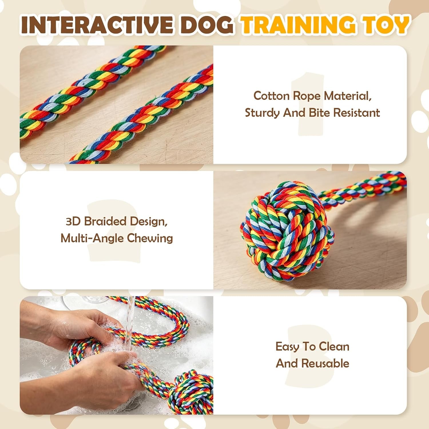 2PCS Dog Tug of War Toy with Suction Cup, Interactive Dog Toy, Pet Cotton Rope with Treat Food Dispensing Ball, Puppy Teething Toys for Chewers