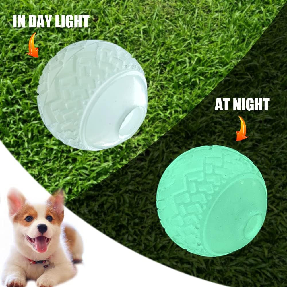 Dog Glow Ball Toy, Dog Toy Ball Glow in the Dark, 2 Pack