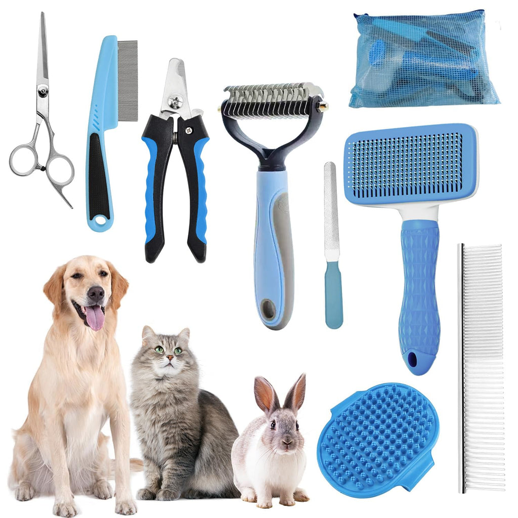 Bath Grooming Kit for Pets - Hair Brush Set with Towel, Washing Gloves, and Shampoo Scrubber Brush for Dogs and Cats (Pink)