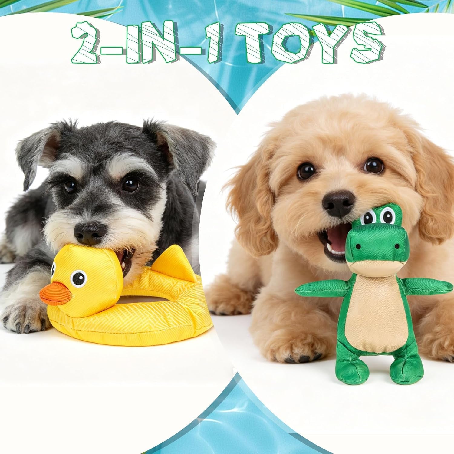 2-In-1 Squeaky Floating Dog Toys for Small Medium Large Dogs, Crocodile & Duck Set Water Pool Toys with Squeakers, Interactive Outdoor Fetch Pet Toy for Beach Lake Summer Essentials