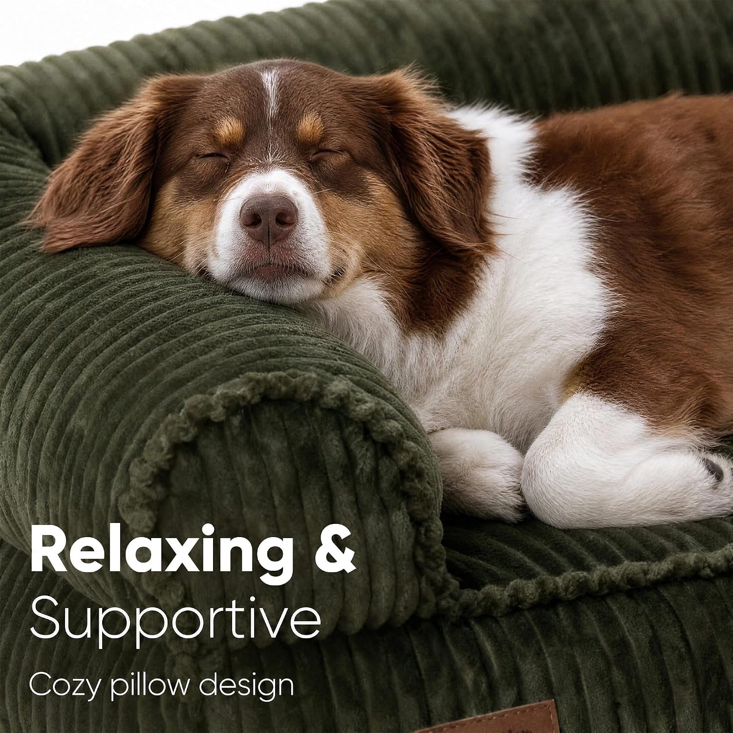 Cute Dog Bed, Thickened Orthopedic Dog Sofa, Waterproof&Washable | 36" Corduroy Dog Couch with 4" Extra-Thick Egg-Crate Foam, Large Pet Bed for Medium to Large Dogs, Green