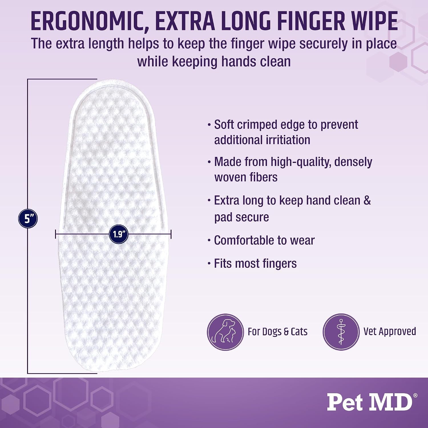 Tris Ear Finger Wipes for Dogs & Cats - 50Ct | Multipurpose Cleansing Solution Cat Ear Wipes & Puppy Ear Cleaner - Pet Safe Cleaner to Clean and Remove Debris