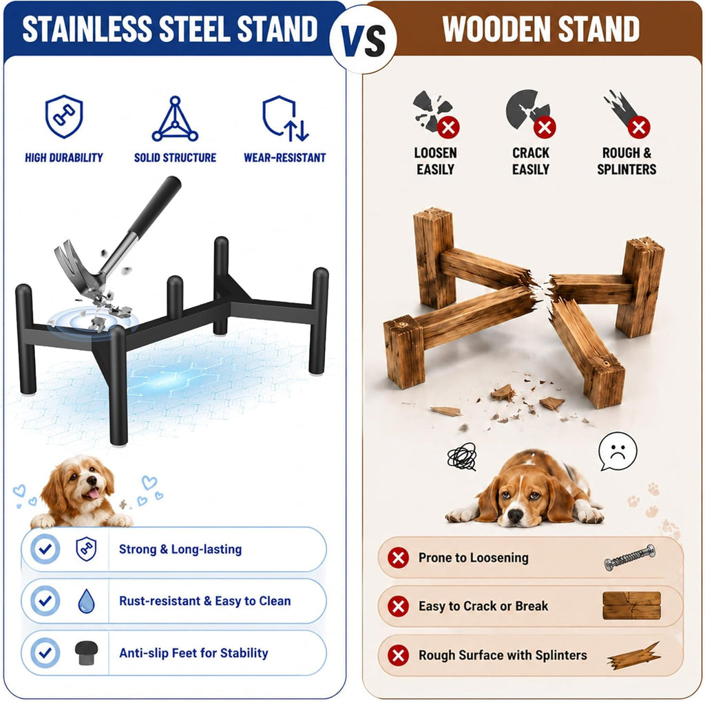 Raised Ceramic Dog Bowl Set with Stand, 3.5 Cups Elevated Dog Food Stand | 6.1'' Double Dog Food and Water Bowl Set, Non-Slip Dog Feeding Dishes for Small to Medium Breeds, 29.57 OZ, White