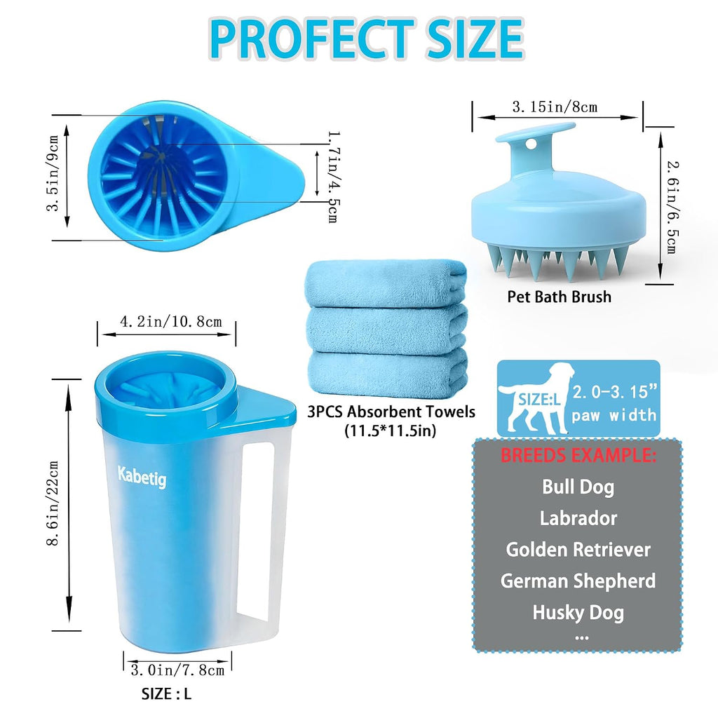 Dog Paw Cleaner with Handle - Foot Washer Cup for Large and Extra Large Breed Dogs