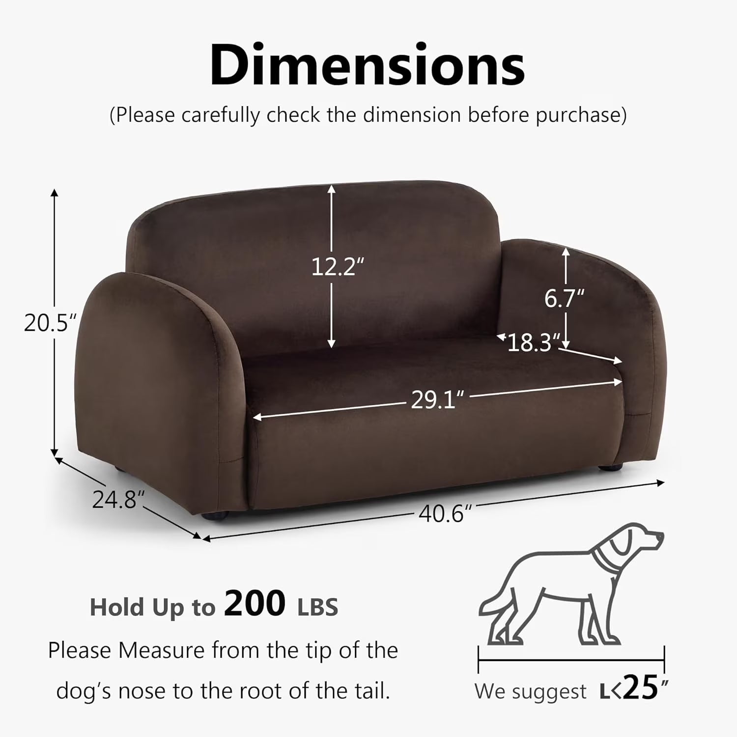 Dog Sofa with Anti-Slip Feet, 40" X 24.8" Pet Couch for Small Medium Dogs