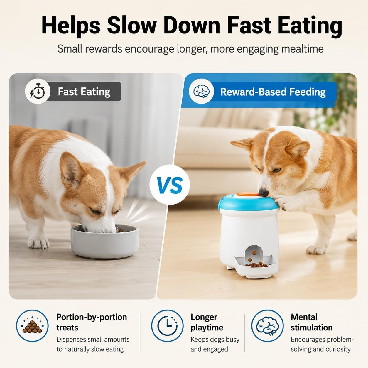 Interactive Dog Treat Dispenser Toy with Remote Button, Dog Puzzle Feeder & Slow Feeder for Bored Dogs, Mental Stimulation Reward Training Toy with 8 DIY Stickers