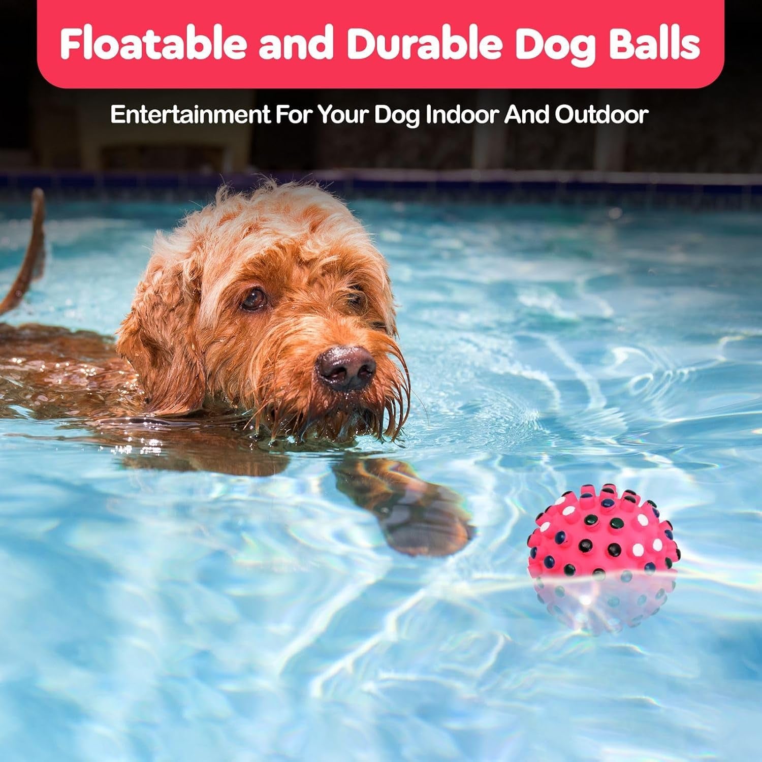 Vinyl Gumdrop Ball Dog Toy with Squeaker - Colorful and Interactive Dog Chew Toy, Floats in Water, Made from Durable, Non-Toxic Natural Rubber, Great for Dogs and Puppies, 5In, Assorted Colors