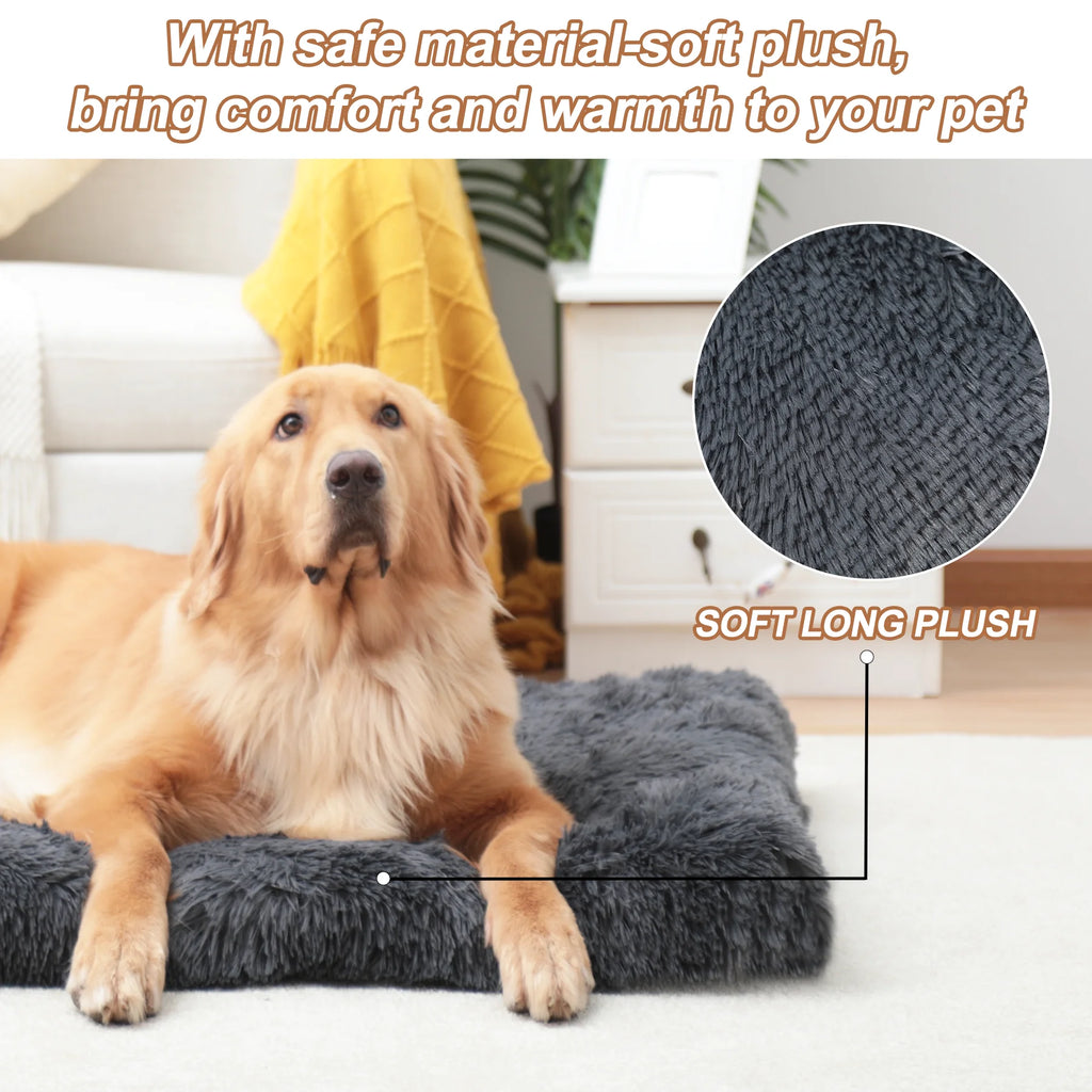 42"X28" Plush Dog Crate Beds for Large Dogs，Washable Pet Kennel Pillow Soft Dog Pad
