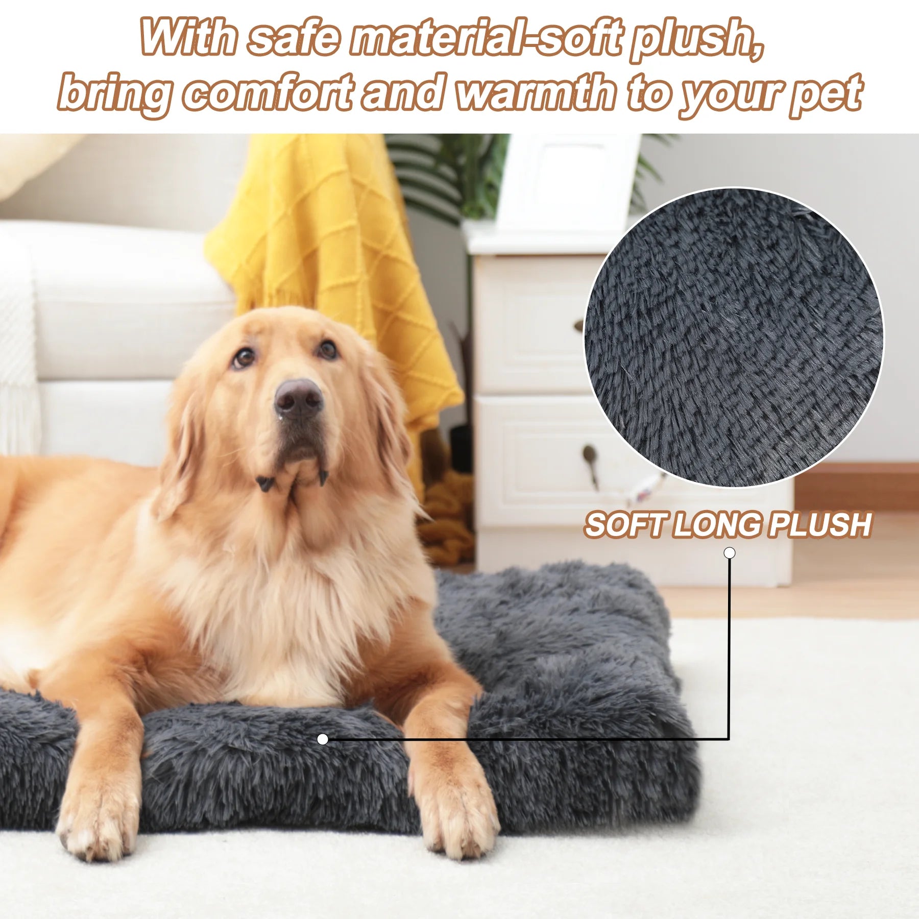 42"X28" Plush Dog Crate Beds for Large Dogs，Washable Pet Kennel Pillow Soft Dog Pad