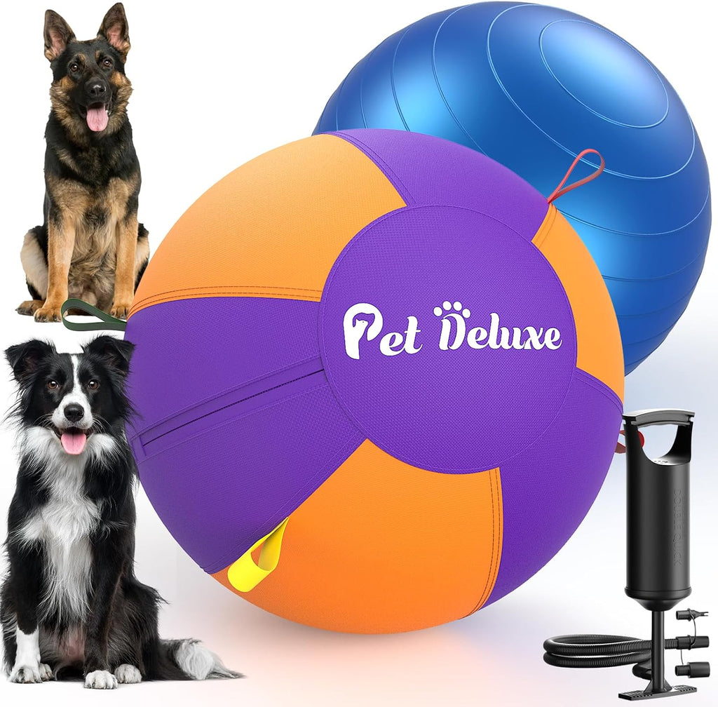 Upgrade Herding Ball for Dogs,25" Herding Ball for Australian Shepherd Collie,Border Collies,Cattle & Medium to Large Breeds,Fast-Inflating Pump,Durable & Waterproof Cover,Large Dog Toys Outdoor Play