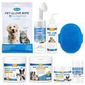 Pet Essential Supplies for Dog & Cat, Cleaning Kit for Whole Body, Pet Wipes Cleaning Deodorizing, Grooming Wipes & Paw Cleaner, Finger Wipes for Teeth, Ear & Eyes, Suitable for Daily Care