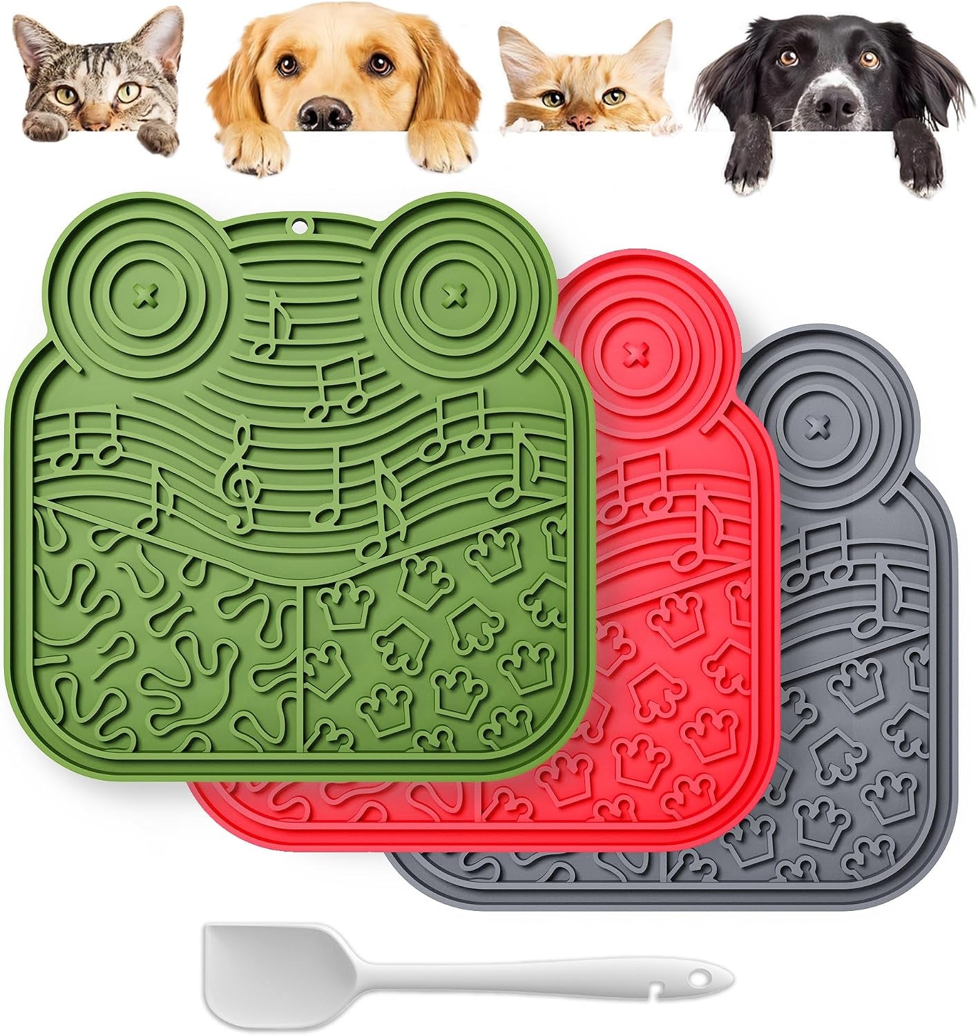 Lick Mat for Dogs & Cats 3 Pack - Silicone Dog Lick Mat with Suction Cups - Anxiety Relief/Promotes Healthy Eating/Frozen & Dishwasher Safe - Pet Peanut Butter Lick Pad  (Blue Orange Red)