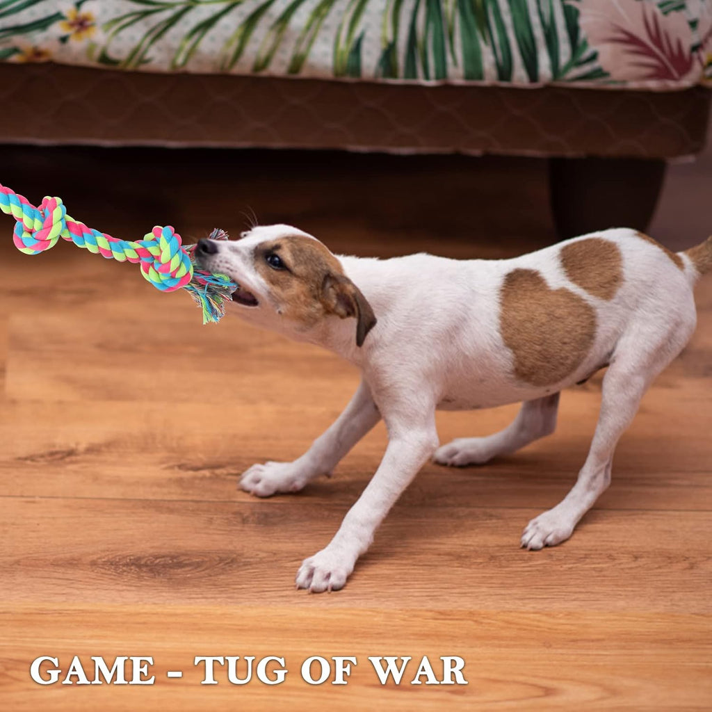 Dog Rope Toys for Large Breed Aggressive Chewers, 37-Inch 5 Knots Indestructible Teeth Cleaning Tug of War Toy，Natural Cotton Tough Premium Rope Toys for Boredom