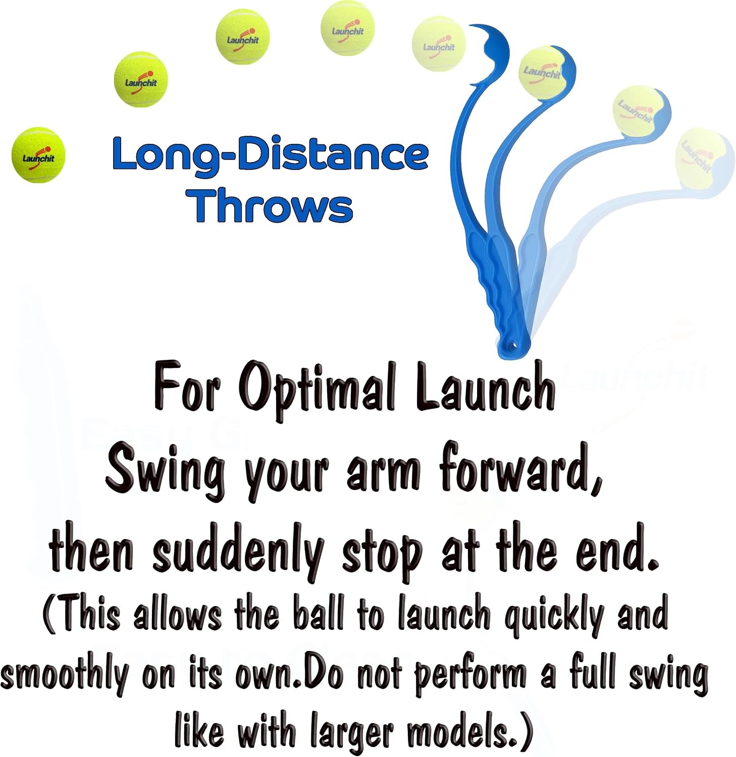 Dog Ball Launcher, Tennis Ball Thrower, Compact Design 13.8" Stick with Medium 2.5" Ball (Blue)