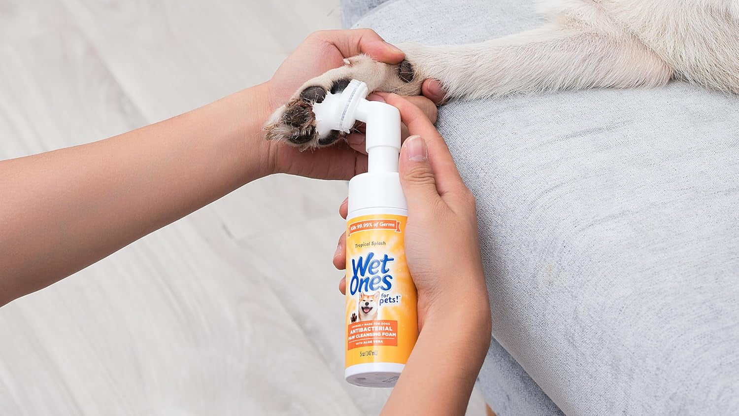 for Pets Antibacterial Dog Paw Cleaner with Built-In Brush, Foaming No-Rinse Formula for Cleaning Dirty Paws after Walks, Gentle Everyday Paw Wash for Dogs, 5 Oz - 2 Pack