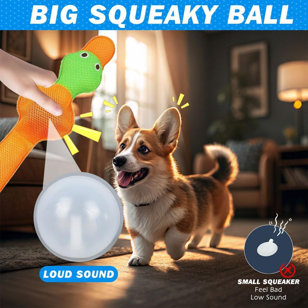 Floating Dog Water Pool Toys - 2 Pack Stuffed Duck Dog Toys Long, Pet Summer Essentials for Fetch & Training, Built-In Squeaky Ball Loud Sound for Small Medium Large Breeds, 20.5 Inch