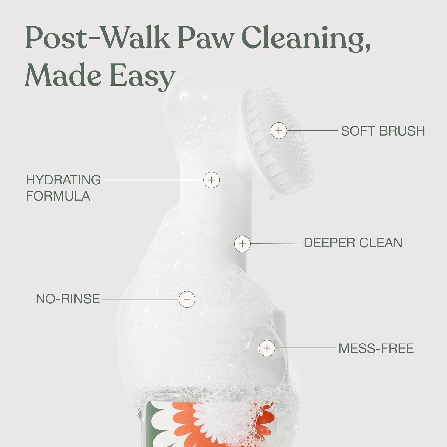 Dog Paw Cleaner, Clean Paws, No Rinse Foam Cleaner with Brush, 5 Fl Oz |  Dog Paw Washer, Fragrance Free, Ph Balanced, Waterless, Foaming Washer with Silicone Brush, Pet Cleaning Supplies