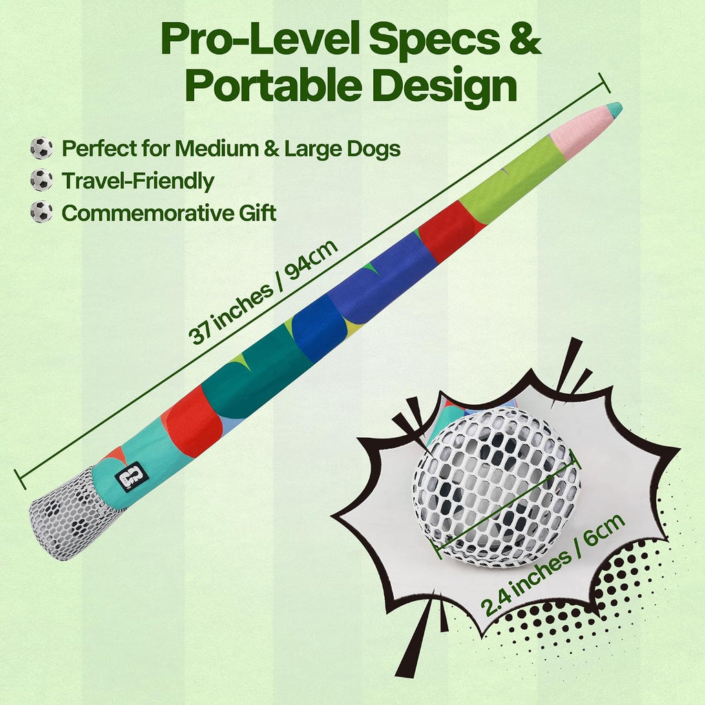 Official FIFA World Cup 2026 Edition, Fetch Dog Ball Toy with Tail, Interactive Throw & Catch Toy for Medium & Large Dogs, Rubber Ball with Nylon Tail for Exercise & Boredom Relief