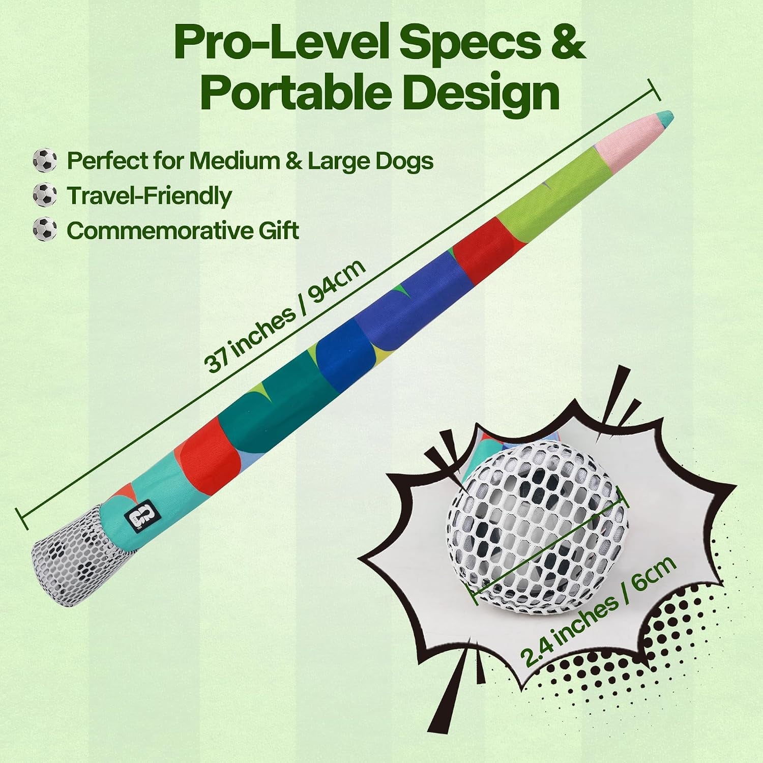 Official FIFA World Cup 2026 Edition, Fetch Dog Ball Toy with Tail, Interactive Throw & Catch Toy for Medium & Large Dogs, Rubber Ball with Nylon Tail for Exercise & Boredom Relief