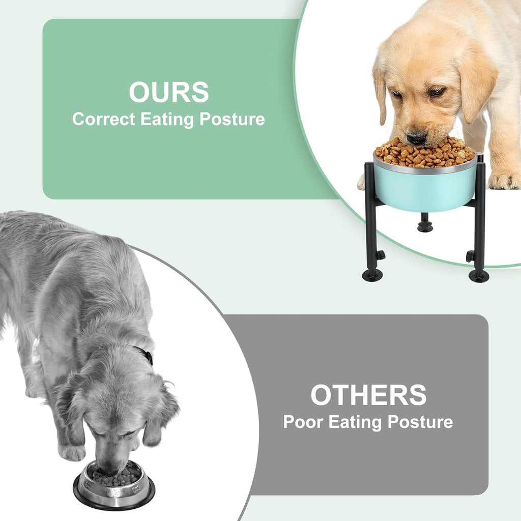 Elevated Dog Bowl Stand, Fits 6-10In Bowls Raised Dog Bowls Holder, 4 Height Adjustable Dog Food Water Feeder Pet Feeding Stand for Large Medium Small Breeds, Black
