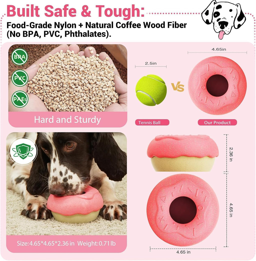 Dog Toys for Aggressive Chewers, Dog Enrichment Toys, Anxiety Relief for Dogs Toy, Indestructible Frozen Treat Toy National Pet Day Gifts for Large Dogs Peanut Butter Reduces Anxiety, Donut