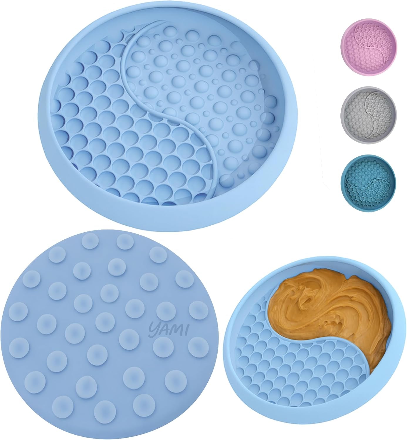 Dog Lick Bowl, Lick Mat for Dogs, Wet Food Cat Slow Feeder, Freeze Bowl, Enrichment & Puzzle Toy for Anxiety Relief, Food-Grade Silicone, Suction Cups, Dishwasher Fit, for All Breed (Light Pink)