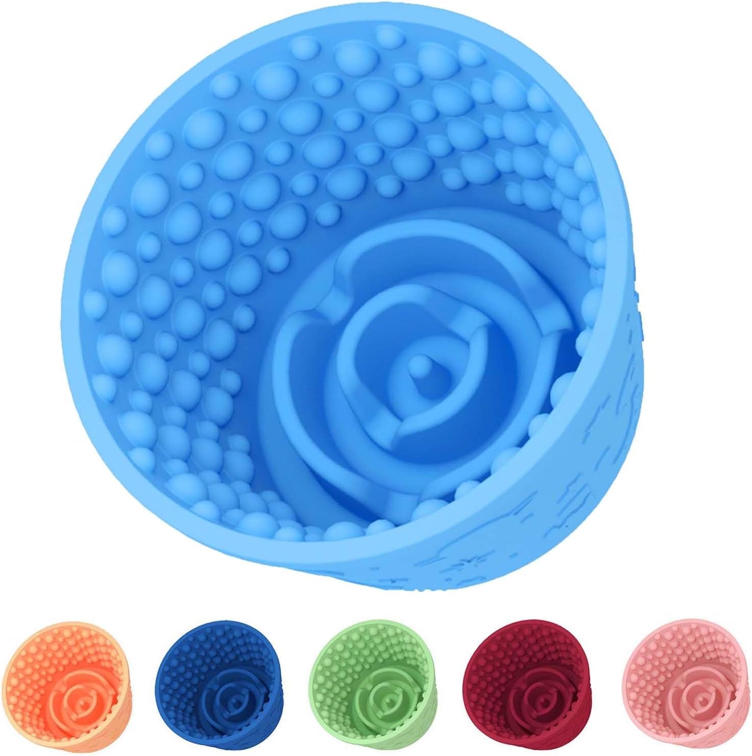 Dog Slow Feeder Lick Bowl, Non-Slip Dog Licking Treat Dispenser, Slow Feeder Bowls for Small Medium Large Breed Dogs, Anxiety Relief & Anti-Choking, BPA Free Silicone (Dark Blue, 1.6 Cup)