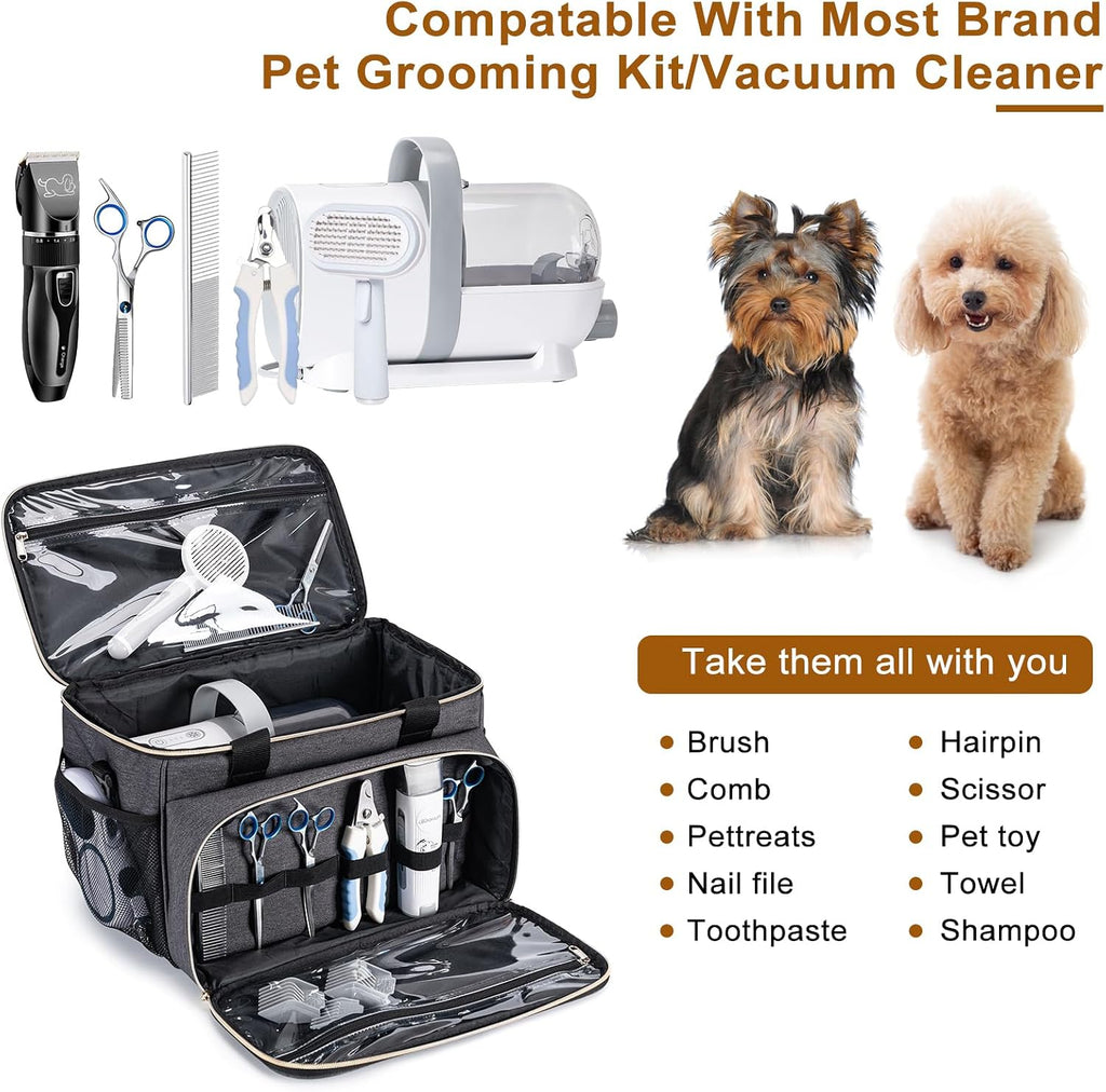 Dog Grooming Vacuum Bag, Pet Grooming Kit Bag Perfect for Dog Hair Vacuum & Grooming Tool Kit Accessories- Grey