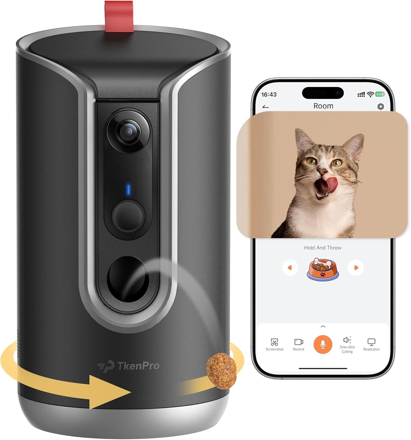 2K Pet Camera Treat Dispenser, 360°View Dog Camera with Phone App, 5G&2.4G Wifi 2-Way Talk Pet Cam Indoor for Cats Remote Treat Tossing, Motion Alerts, Auto Tracking