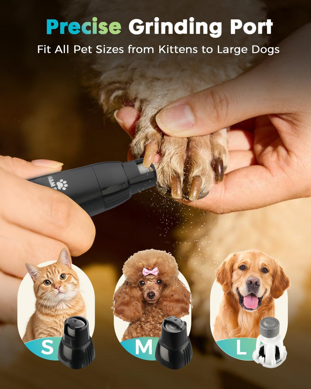 Dog Grooming Kit, Quiet Dog Clippers for Grooming Heavy Thick Coats, Cordless Pet Hair Trimmer & Shaver with Paw Trimmer, Low Noise Rechargeable Clippers for Small Large Dogs Cats