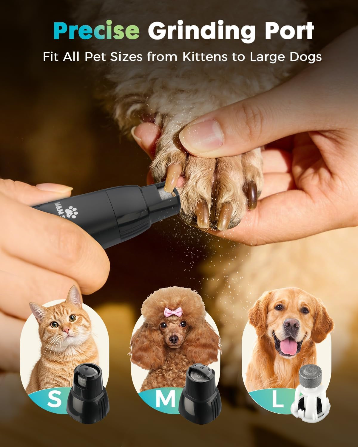 Dog Grooming Kit, Quiet Dog Clippers for Grooming Heavy Thick Coats, Cordless Pet Hair Trimmer & Shaver with Paw Trimmer, Low Noise Rechargeable Clippers for Small Large Dogs Cats