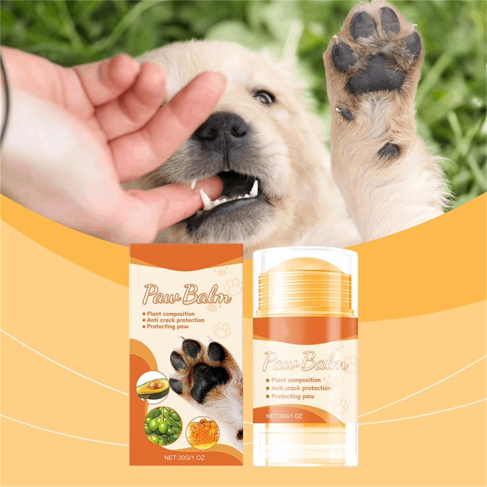 Dog Paw Balm Moisturizer 30G, Natural Beeswax & Oil, Lick-Safe Paw Care for Dry, Cracked Pads, Elbows & Nose, Soothes & Protects, Moisturizes for Harsh Conditions