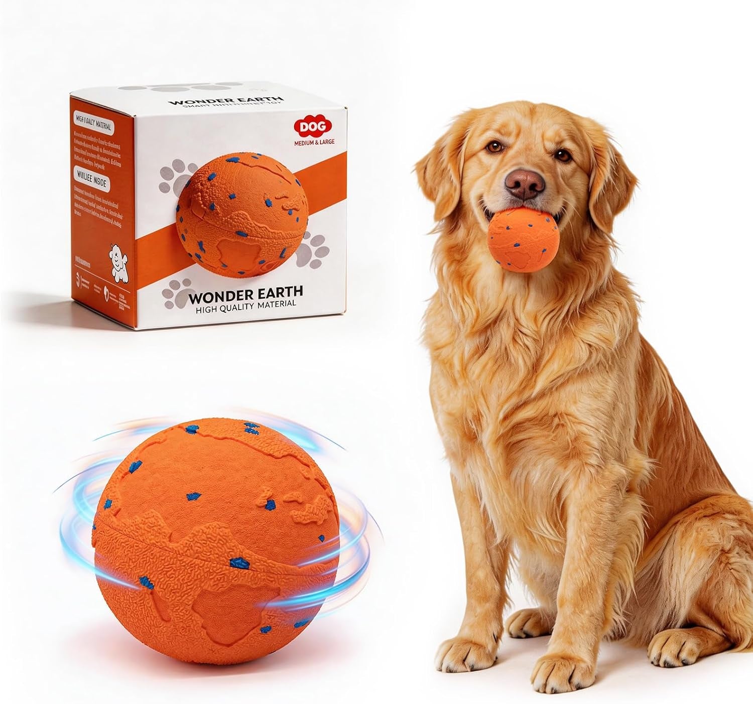 Interactive Dog Toy Balls, Pet Ball Toys Automatic Moving Bouncing and Rotating, Solid E-TPU Material, IPX7 Waterproof Active Rolling Balls for Small, Medium and Large Dogs(Vbleu)