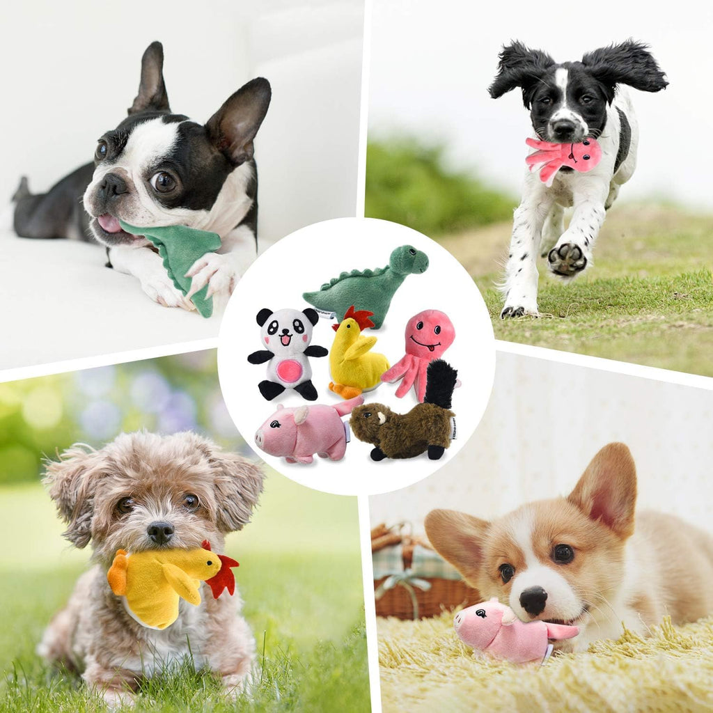 Squeaky Plush Dog Toy 6 Pack for Puppy, Small Stuffed Puppy Chew Dog Toys Bulk with Squeakers, Cute Soft Pet Toy for Small Medium Size Dogs