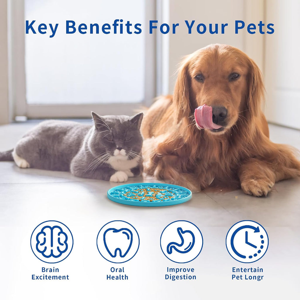 Lick Mat for Dogs & Cats 3 Pack - Silicone Dog Lick Mat with Suction Cups - Anxiety Relief/Promotes Healthy Eating/Frozen & Dishwasher Safe - Pet Peanut Butter Lick Pad  (Blue Orange Red)