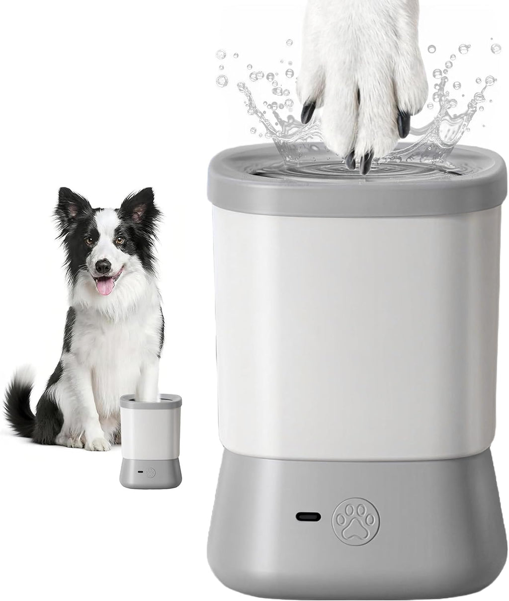 Electric Dog Paw Cleaner for Dogs，2 Speeds Automatic Dog Foot Paw Washer for Small Medium to Large Cat Dog Pet (Grey)