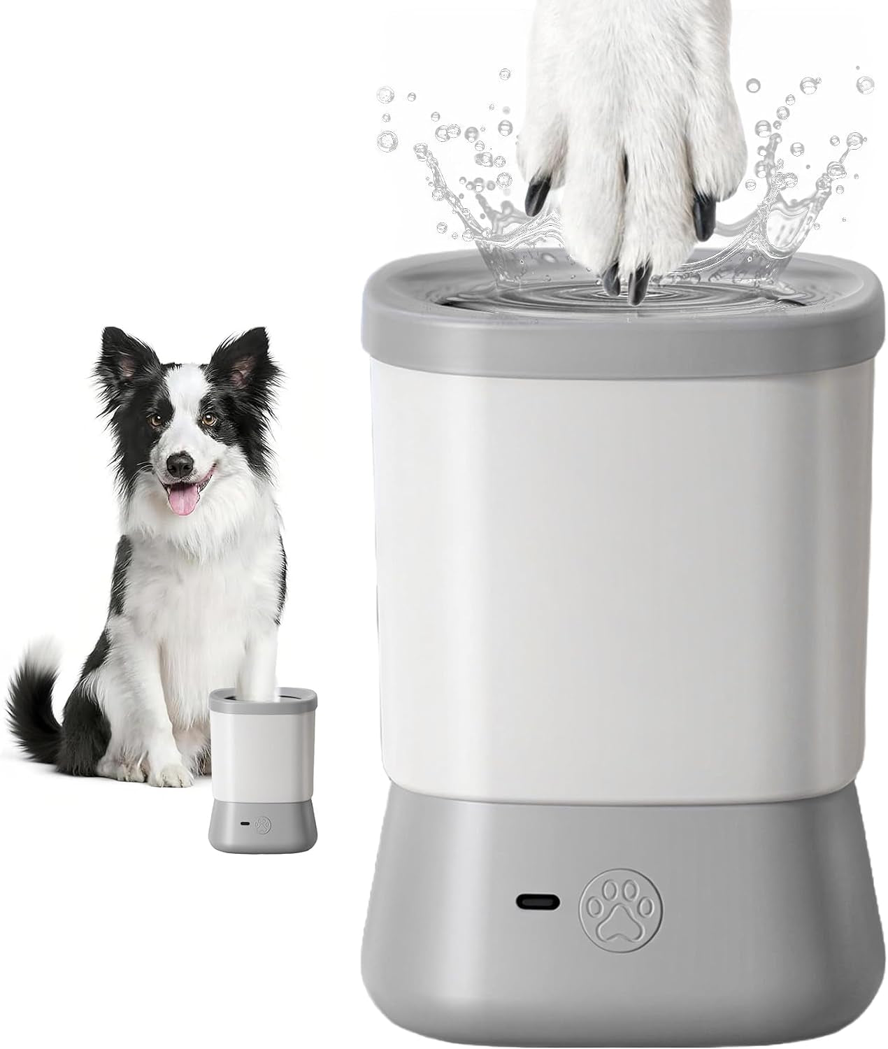Electric Dog Paw Cleaner for Dogs，2 Speeds Automatic Dog Foot Paw Washer for Small Medium to Large Cat Dog Pet (Grey)