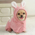 Dog Bathrobe Super Absorbent Towel for Small Dogs Cats Fast Drying Dog Robe Coat with Hood Puppy Cat Bath Towel Wrap Pet Grooming Supplies after Shower (Light Pink,S)