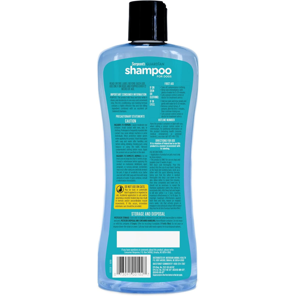 Back view of a Semperoni Clarifying Shampoo bottle with a black cap and a blue label, showing product details and a barcode on a white background.