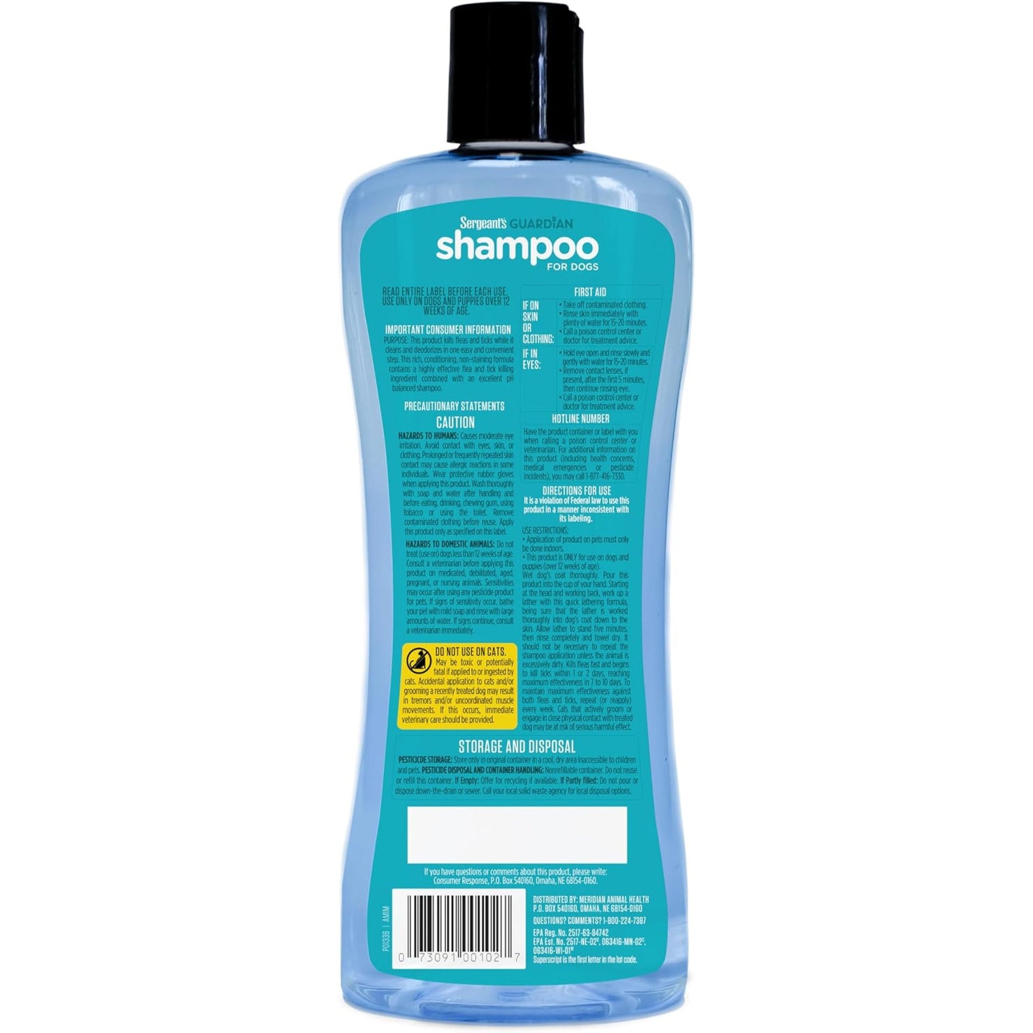 Back view of a Semperoni Clarifying Shampoo bottle with a black cap and a blue label, showing product details and a barcode on a white background.