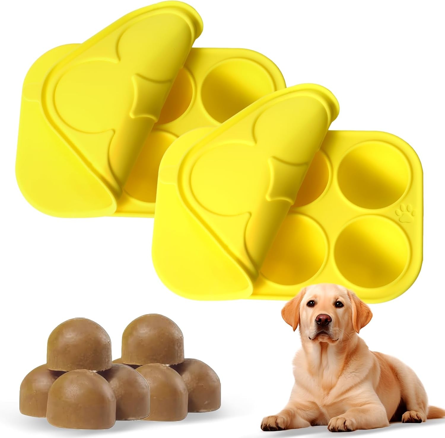 2 Pcs 6 Cavities Large Silicone Molds for Dog Treats with Lids Compatible with Woof Pupsicle Large Refill and Power Chewer Pupsicle, Frozen Dog Treat Holder Woof Dogs Popsicle Toy Treat Maker
