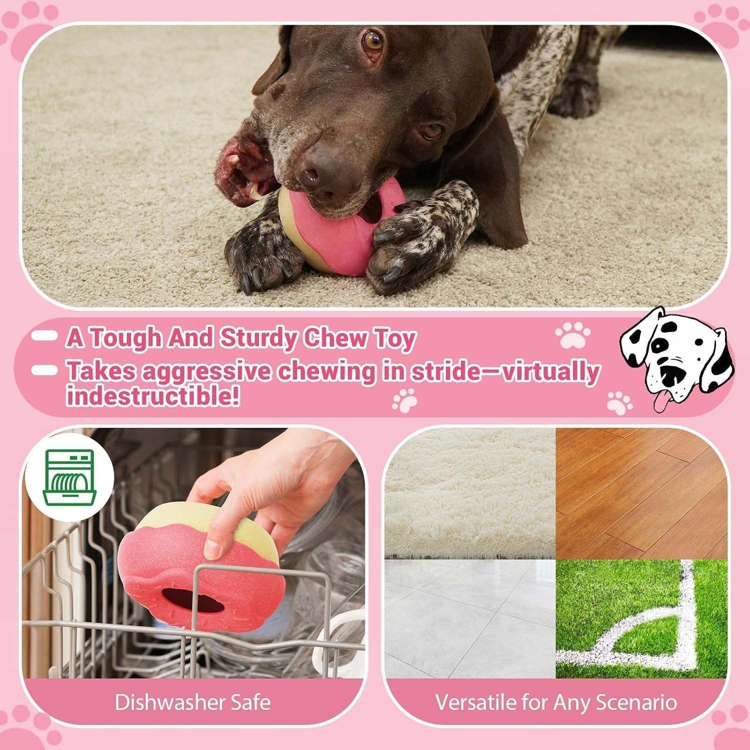 Dog Toys for Aggressive Chewers, Dog Enrichment Toys, Anxiety Relief for Dogs Toy, Indestructible Frozen Treat Toy National Pet Day Gifts for Large Dogs Peanut Butter Reduces Anxiety, Donut