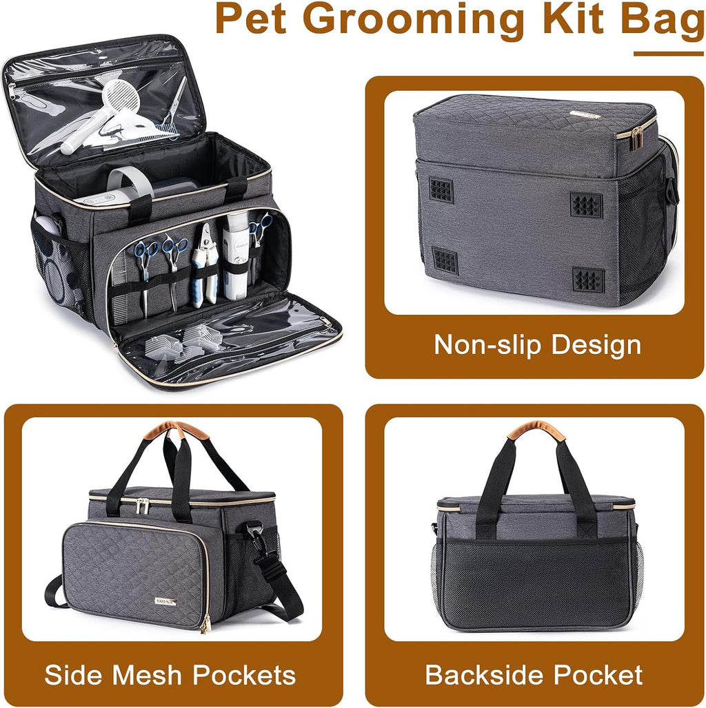 Dog Grooming Vacuum Bag, Pet Grooming Kit Bag Perfect for Dog Hair Vacuum & Grooming Tool Kit Accessories- Grey