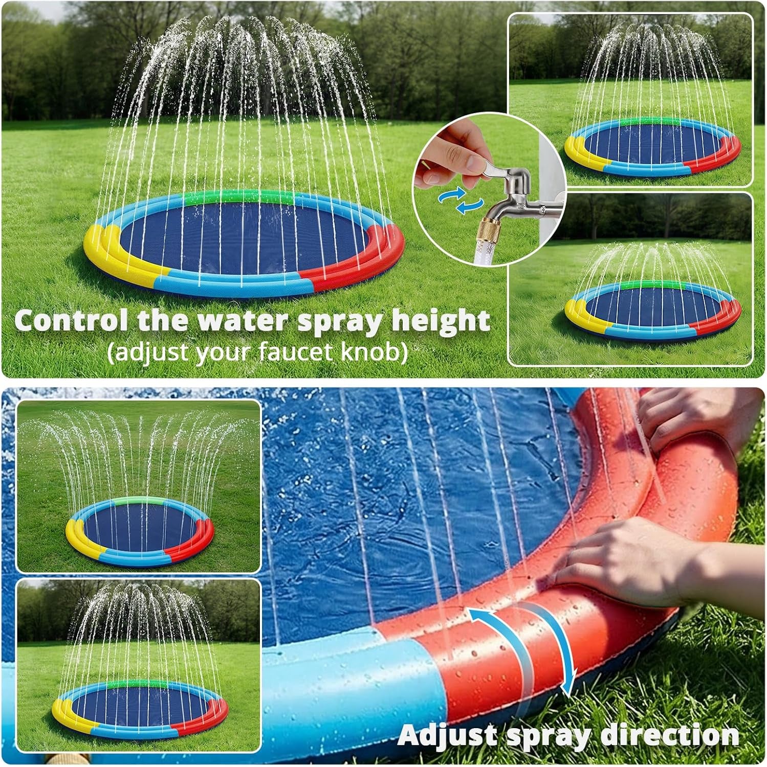 78" Extra Large Non-Slip Splash Pad for Kids & Dogs, Thicker Sprinkler Mat, Backyard Outdoor Water Toys, Durable Summer Fountain Play Pool Gifts for Toddlers, Children & Pets