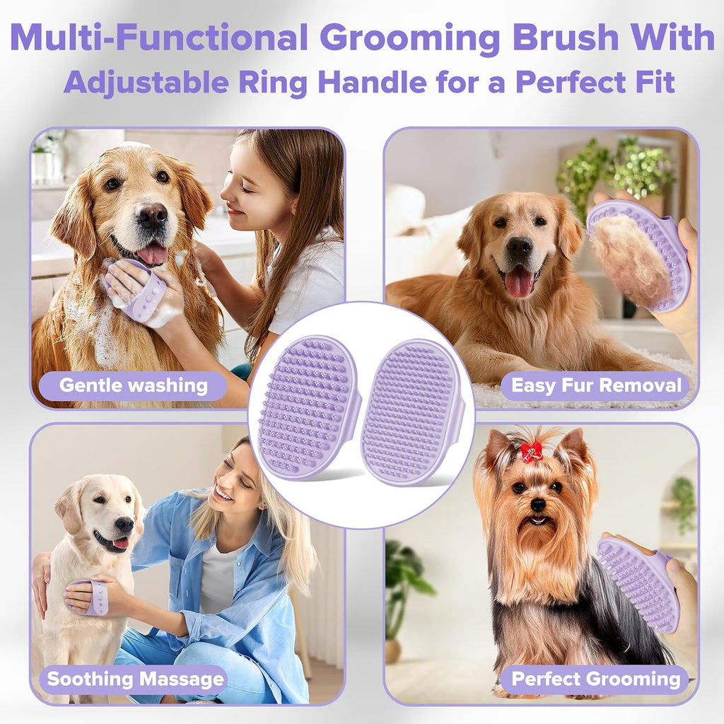 6PCS Grooming & Bath Supplies for Dogs, Cats | Dog Washing Gloves | Dog Bath Brush | Dog Shower Brush | Pet Grooming Gloves | Dog Grooming Kit | Pet Supplies for Showerhead & Sprayer (Purple)